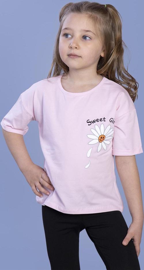 Toontoy Kız Çocuk Papatya Desenli Sweet Girls Baskılı Tişört