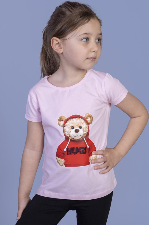 Toontoy Kız Çocuk Ayıcık Baskılı Tişört