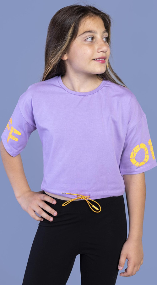 Toontoy Kız Çocuk Baskılı Crop Tişört
