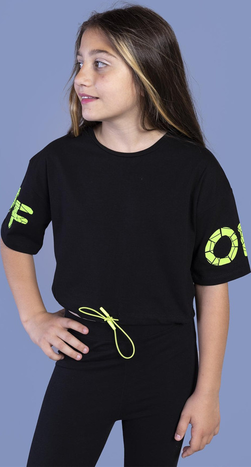 Toontoy Kız Çocuk Baskılı Crop Tişört