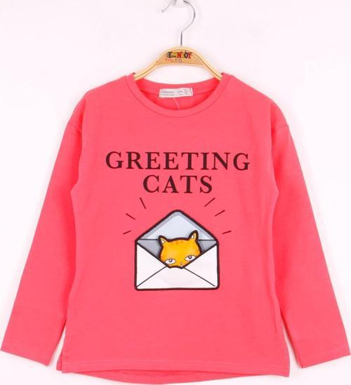 Toontoy Kız Çocuk Kedi Baskılı T-Shirt
