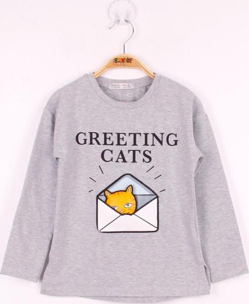 Toontoy Kız Çocuk Kedi Baskılı T-Shirt