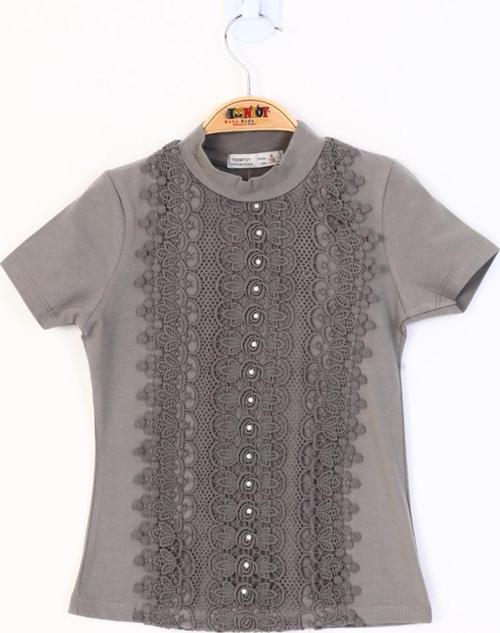 Toontoy Kız Çocuk Önü Dantelli İnci Detaylı T-Shirt