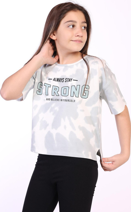 Toontoy Kız Çocuk Strong Baskılı Batikli Tişört