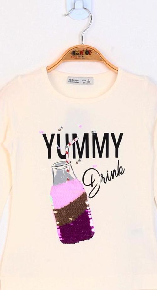 Toontoy Kız Çocuk Çevirmeli Pul Detaylı Sweatshirt
