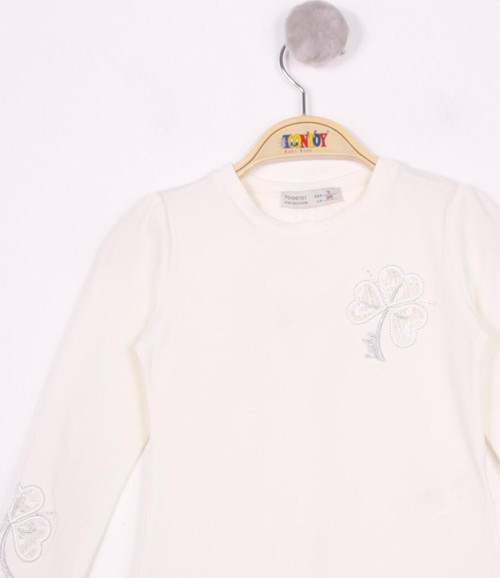 Toontoy Kız Çocuk Yonca Nakışlı Sweatshirt