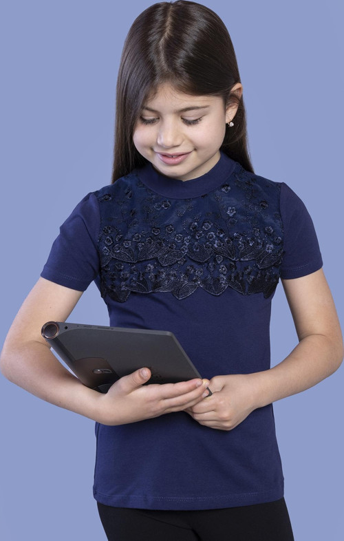 Toontoy Kız Çocuk Önü Çiçek Dantelli T-Shirt