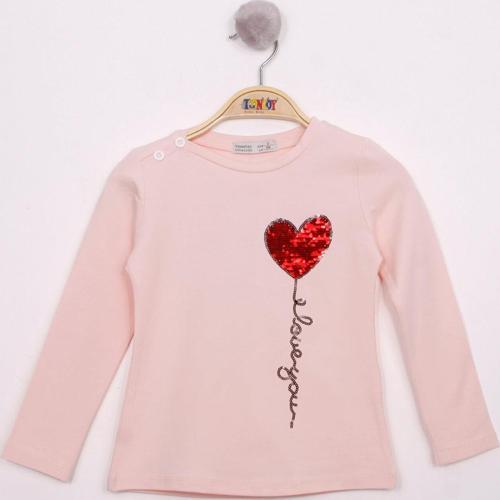 Toontoy Kız Çocuk Göğsü Pul Nakışlı T-Shirt