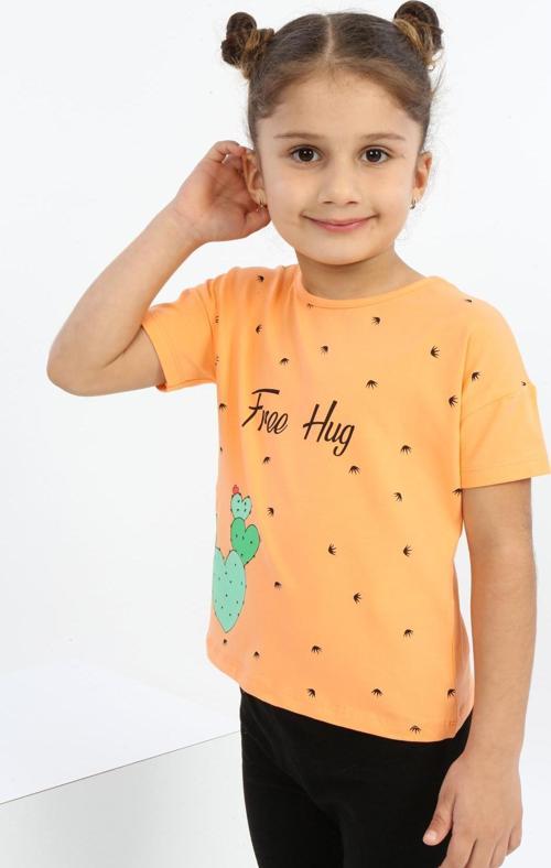 Toontoy Kız Çocuk Free Hug Kalpli Baskılı Tişört