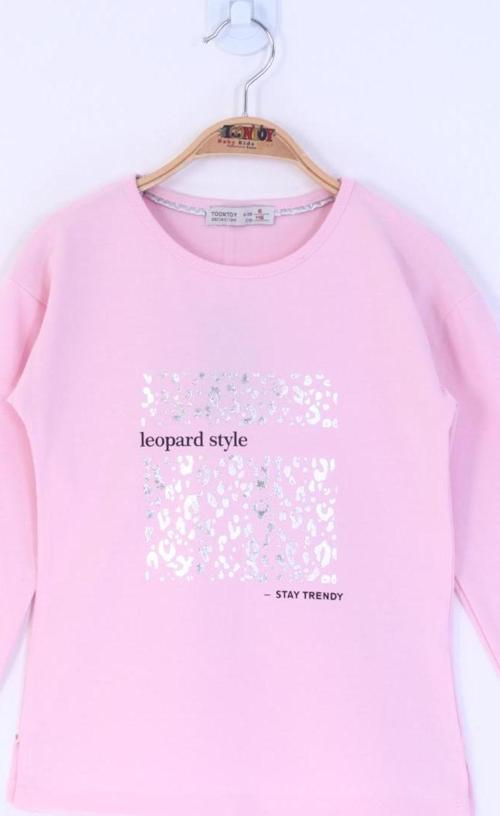 Toontoy Kız Çocuk Leopard Style Baskılı Tişört
