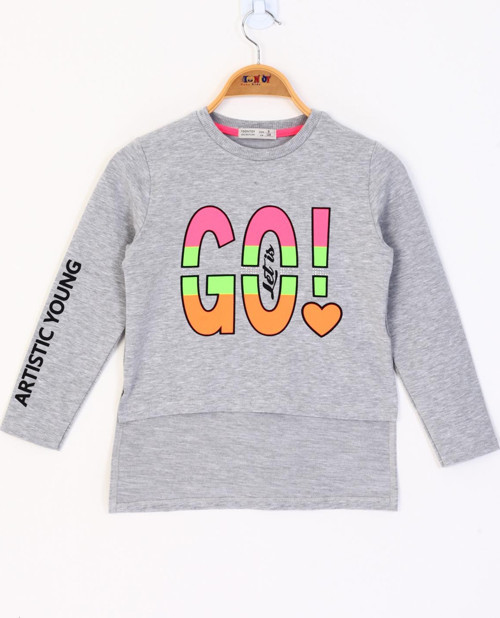 Toontoy Kız Çocuk Letis Go Baskılı Tişört