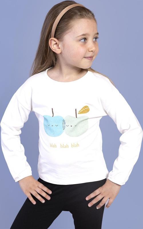 Toontoy Kız Çocuk Baskılı Kol Ucu Lastikli Sırtı Nakış Detaylı Tişört