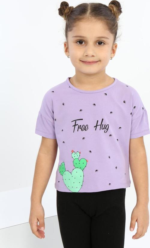 Toontoy Kız Çocuk Free Hug Kalpli Baskılı Tişört