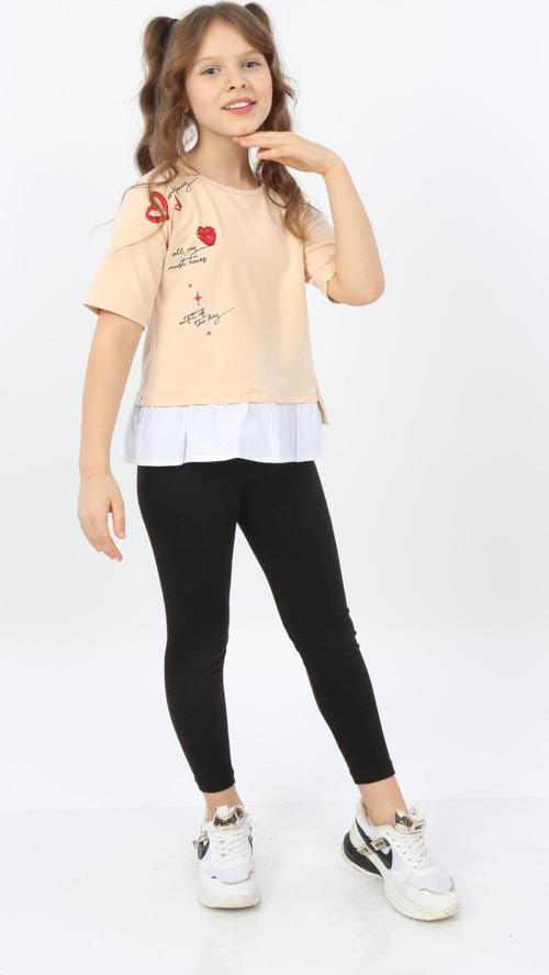 Toontoy Kız Çocuk Cool And Fancy Yazılı Kalp Baskılı Tişört