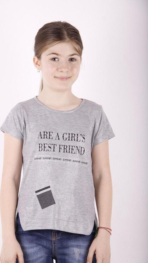 Toontoy Kız Çocuk Best Friend Baskılı Taş Detaylı Tişört