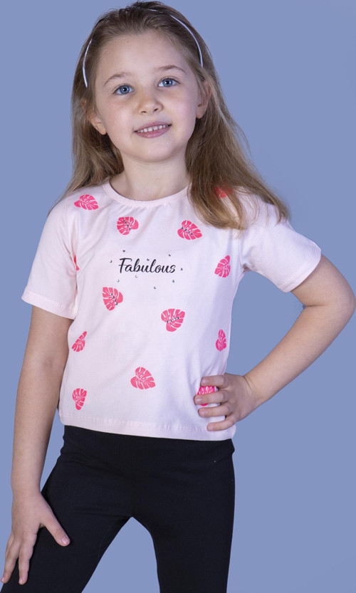 Toontoy Kız Çocuk Yaprak Desenli Fabulous Baskılı Tişört