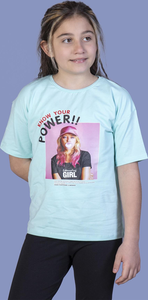 Toontoy Kız Çocuk Power Baskılı Tişört
