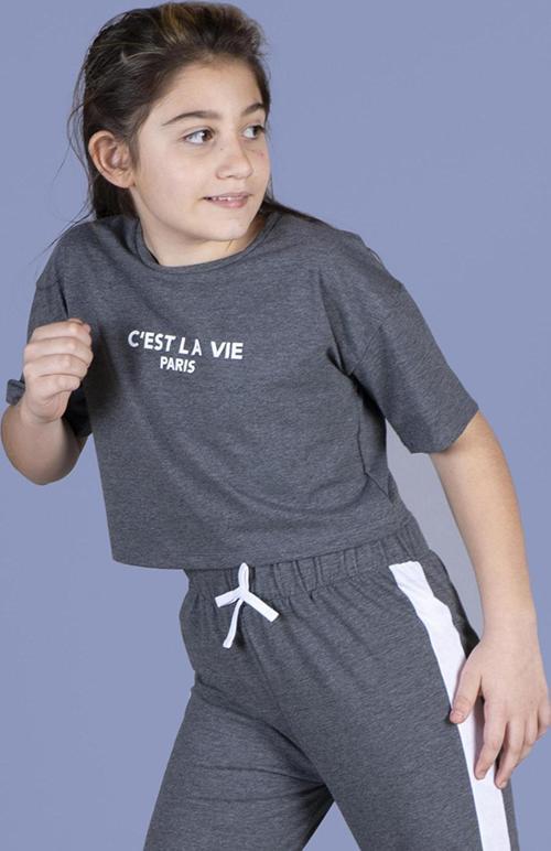 Toontoy Kız Çocuk Crop Model Tişört