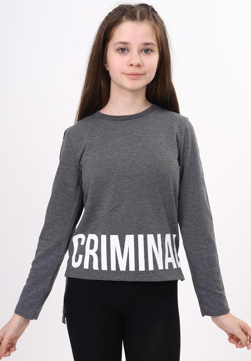 Toontoy Kız Çocuk Criminal Baskılı İki Kolu Şeritli Tişört