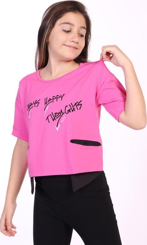 Toontoy Kız Çocuk Always Happy Baskılı Tişört