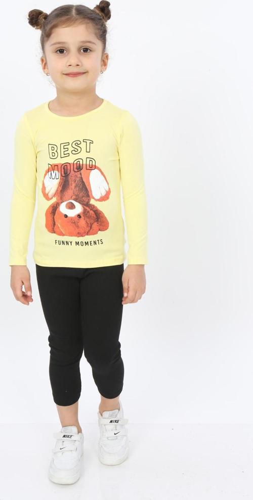Toontoy Kız Çocuk Best Mood Ayıcık Baskılı Tişört