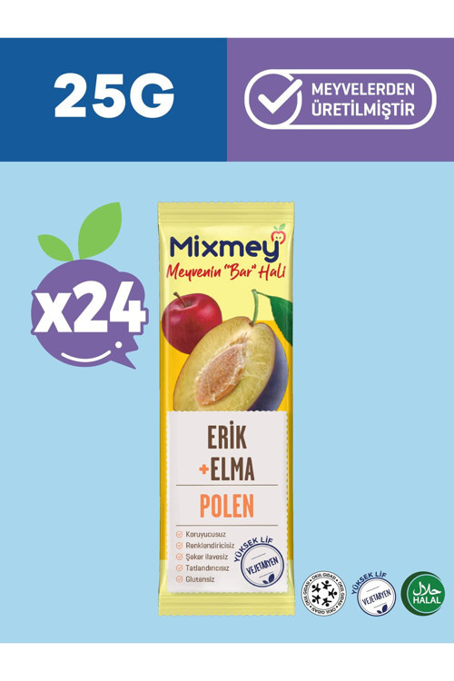 Bee Erik Ve Polen Meyve Bar 24 Adet | Glutensiz Vejetaryen Bar - 25gr X 24 Adet