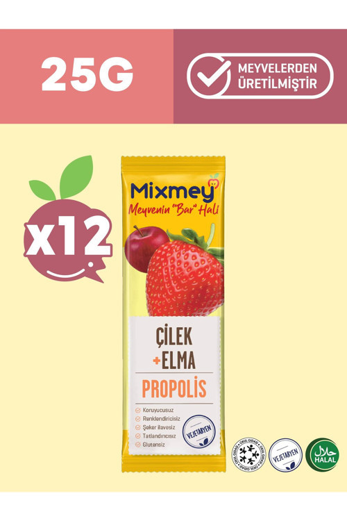 Bee Propolisli Çilek Meyve Bar | Bağışıklık Ve Çilek Lezzeti - 25gr X 12 Adet