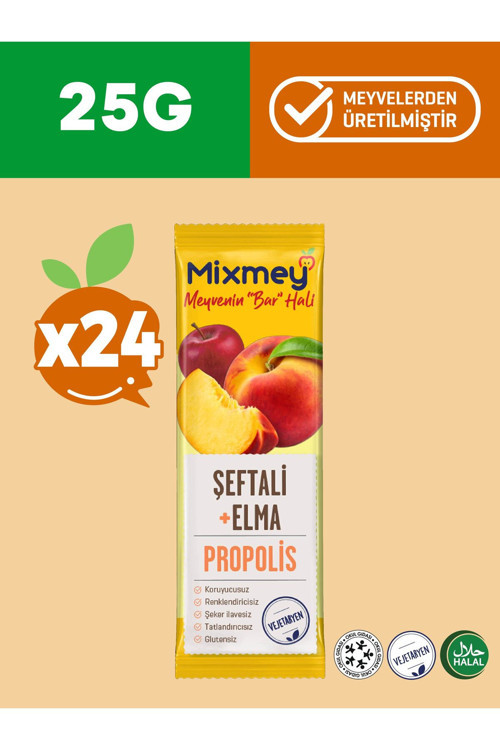 Bee Şeftali Ve Propolis Meyve Bar 24 Adet | Vejetaryen Sağlıklı Meyve Bar - 25gr X 24 Adet