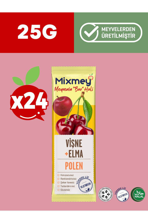 Bee Vişne Ve Polen Meyve Bar 24 Adet | Glutensiz Vejetaryen Bar - 25gr X 24 Adet