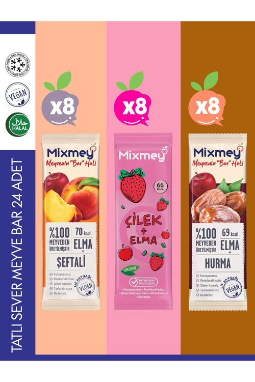 Tatlı Sever Meyve Bar 24 Adet | Vegan,glutensiz, Sağlıklı Vegan Atıştırmalık - 20gr X 24 Adet