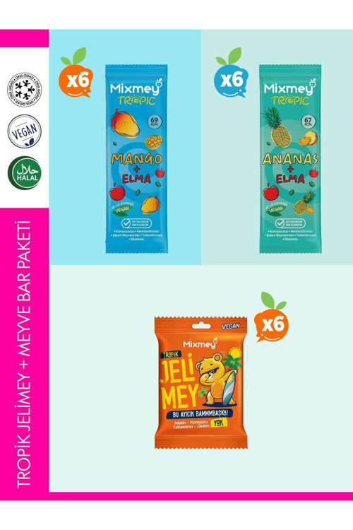 Tropik Jelimey + Meyve Bar Paketi 18’li | Vegan, Glutensiz Sağlıklı Atıştırmalık