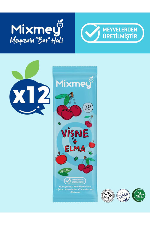 Vişne Meyve Bar 12 Adet | Glutensiz, Vegan Sağlıklı Atıştırmalık - 20gr X 12 Adet