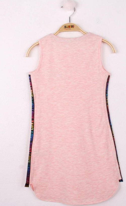 Toontoy Kız Çocuk Göğsü Yıldız Baskılı Sıfır Kol Elbise