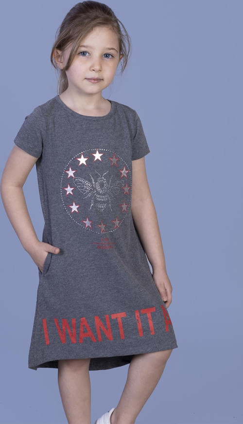 Toontoy Kız Çocuk I Want It All Baskılı Elbise