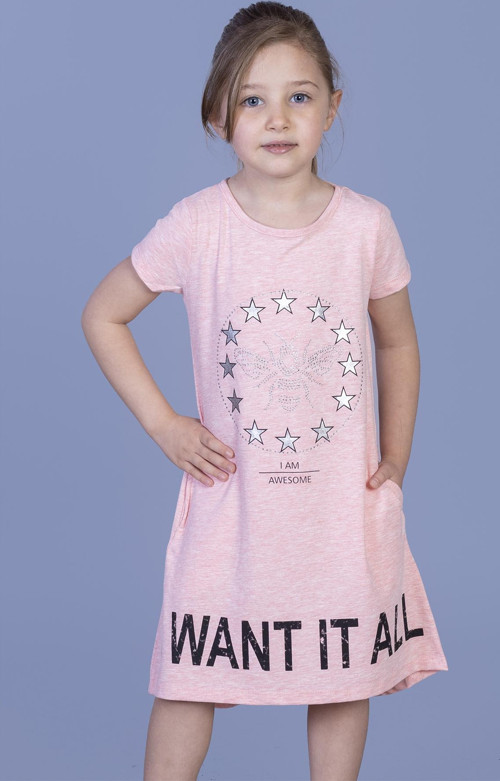 Toontoy Kız Çocuk I Want It All Baskılı Elbise
