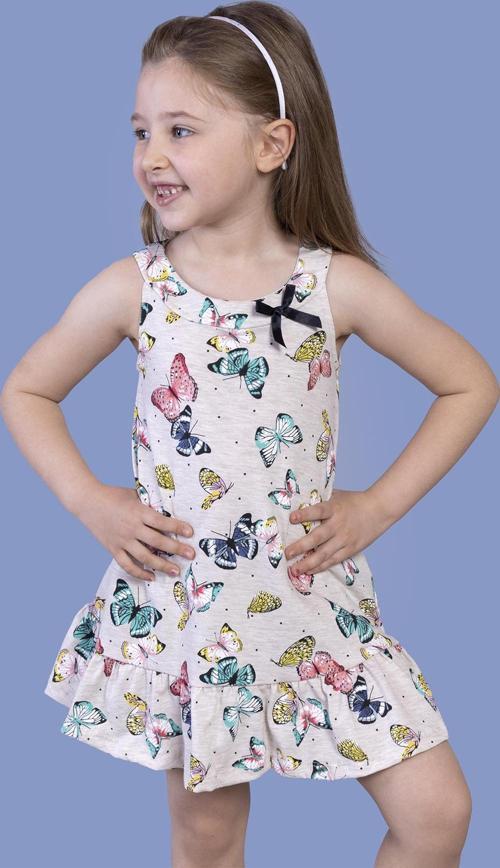 Toontoy Kız Çocuk Kelebek Desenli Elbise