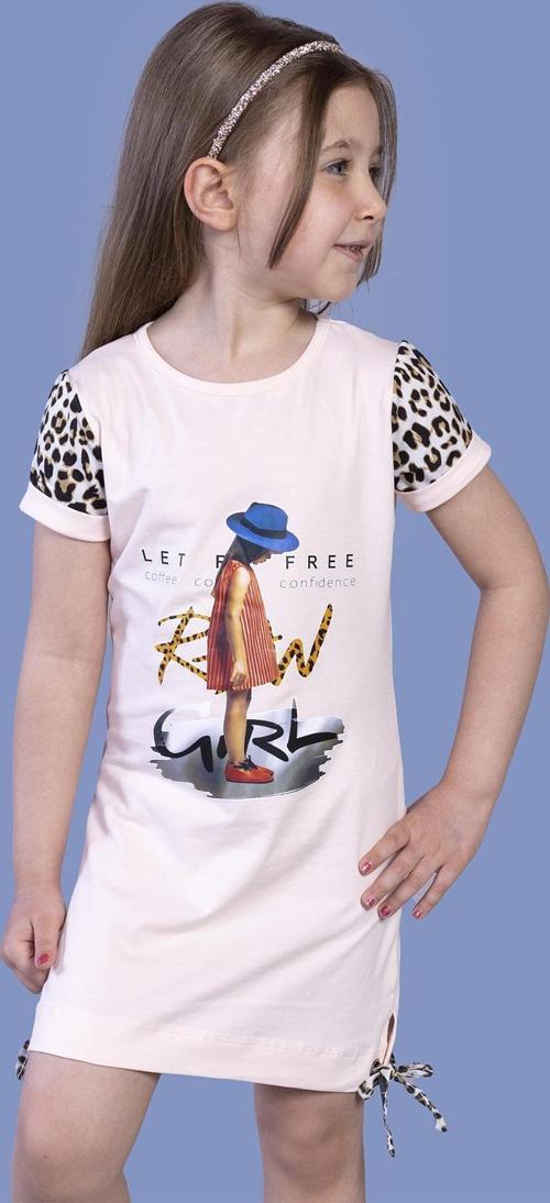 Toontoy Kız Çocuk Leopar Detaylı Baskılı Elbise