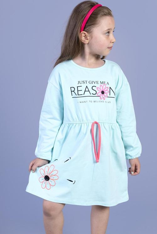 Toontoy Kız Çocuk Papatya Baskılı Elbise