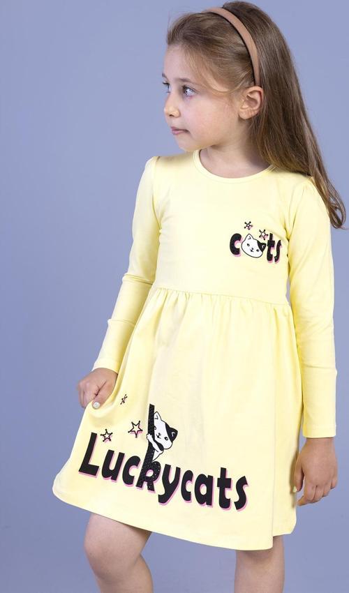 Toontoy Kız Çocuk Luckycats Baskılı Elbise