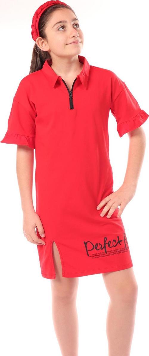 Toontoy Kız Çocuk Yakalı Fermuar Detaylı Perfect Fit Baskılı Elbise
