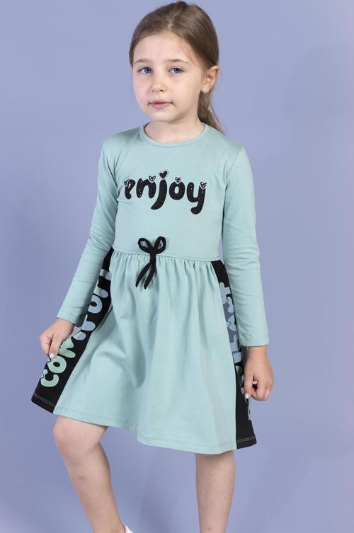 Toontoy Kız Çocuk Taş İşlemeli Enjoy Baskılı Elbise