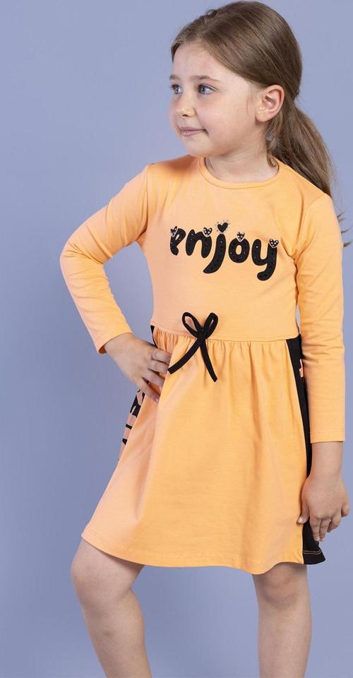 Toontoy Kız Çocuk Taş İşlemeli Enjoy Baskılı Elbise