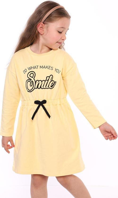 Toontoy Kız Çocuk Taş İşlemeli Smile Yazı Baskılı Elbise