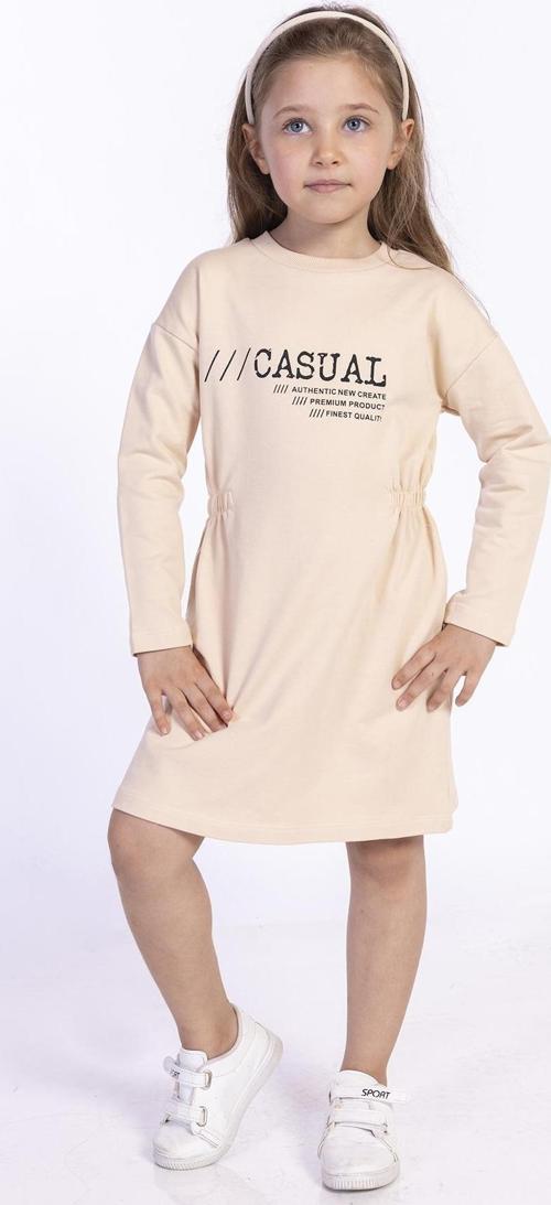 Toontoy Kız Çocuk Bel Lastikli Casual Yazı Baskılı Elbise