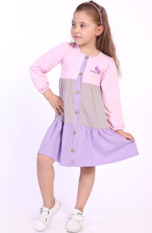 Toontoy Kız Çocuk Göğsü Pretty Nakışlı Elbise