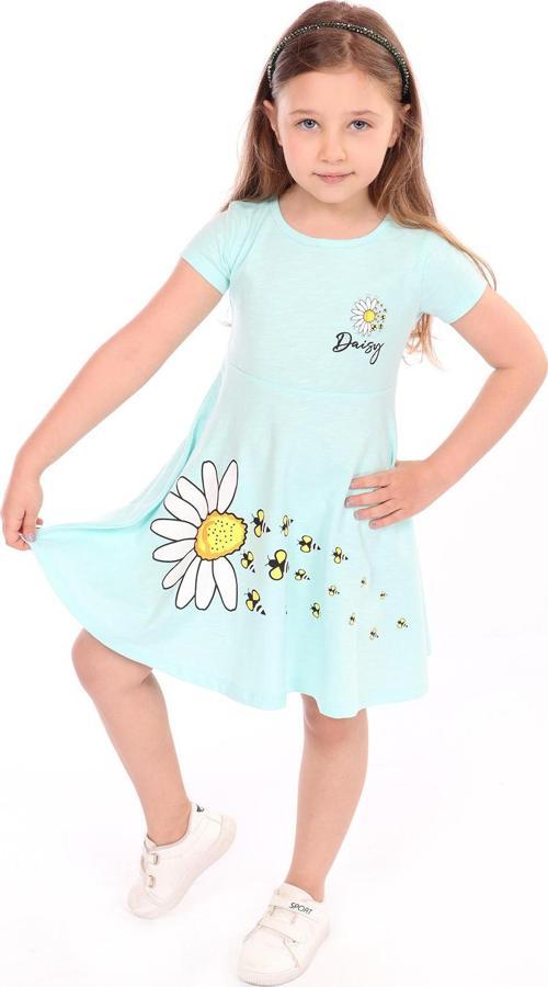 Toontoy Kız Çocuk Göğsü Ve Etek Kısmı Daisy Yazılı Arı Baskılı Elbise