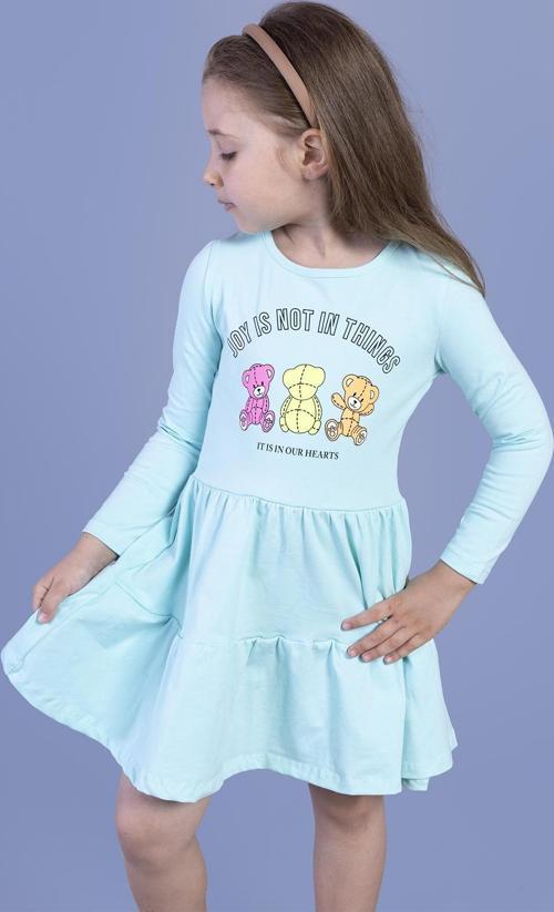 Toontoy Kız Çocuk Ayıcık Baskılı Elbise