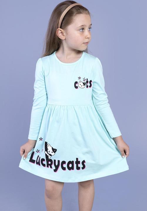 Toontoy Kız Çocuk Luckycats Baskılı Elbise
