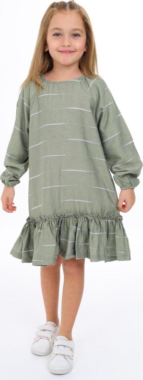 Toontoy Kız Çocuk Reglan Kol Fırfır Büzgülü Elbise