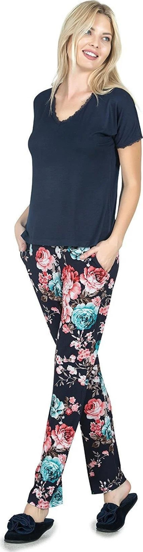 Kadın Kısa Kollu Pijama Takımı 3712 - 1 Adet Lacivert-S